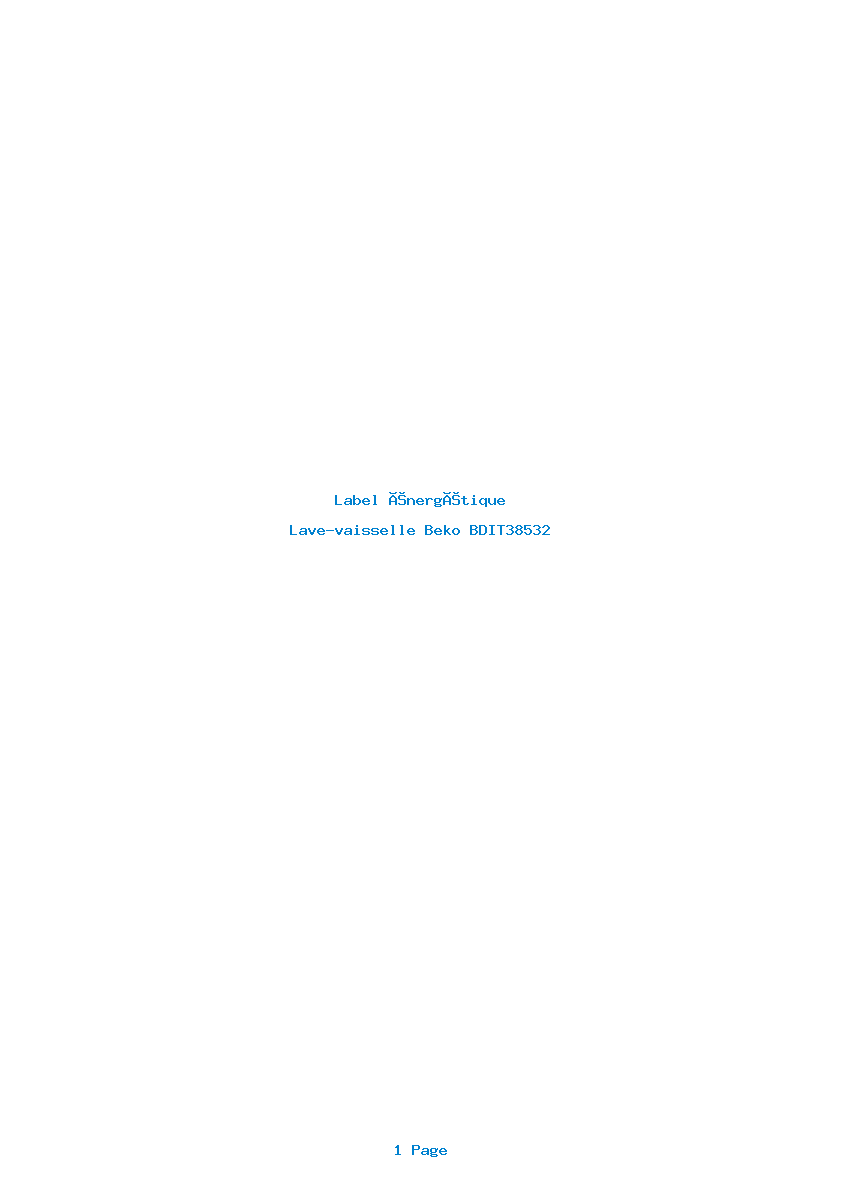 Page 1 de la notice Label énergétique Beko BDIT38532
