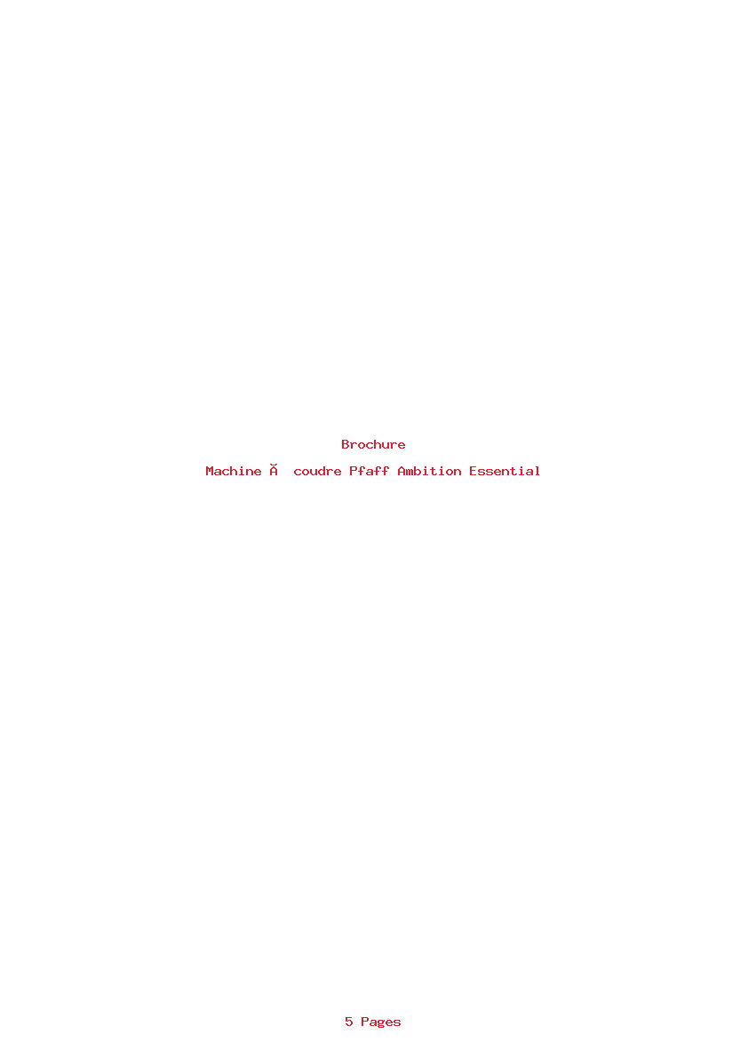 Page 1 de la notice Brochure Pfaff Ambition Essential