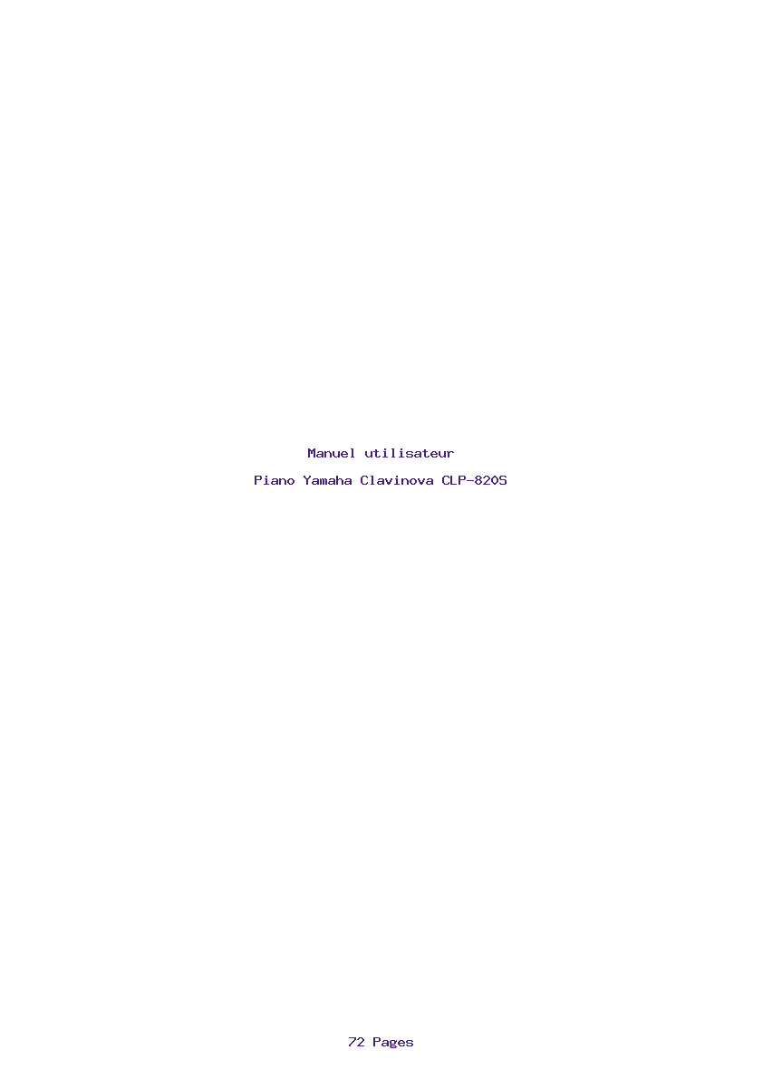 Page 1 de la notice Manuel utilisateur Yamaha Clavinova CLP-820S