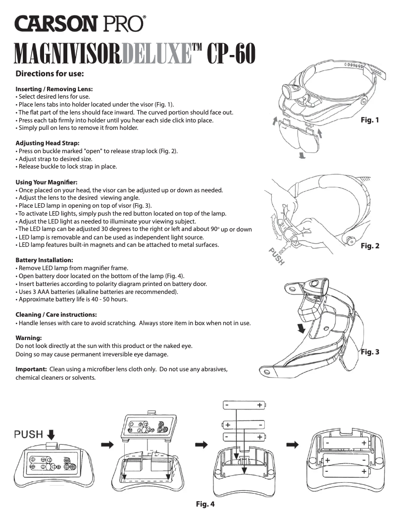 Page 1 de la notice Manuel utilisateur Carson MagniVisor Deluxe CP-60