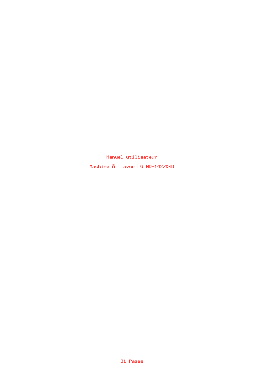 Page 1 de la notice Manuel utilisateur LG WD-14270RD