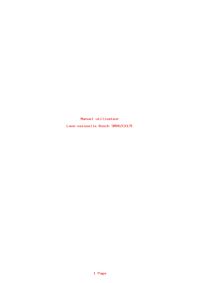 Page 1 de la notice Manuel utilisateur Bosch SMV6ZCX17E