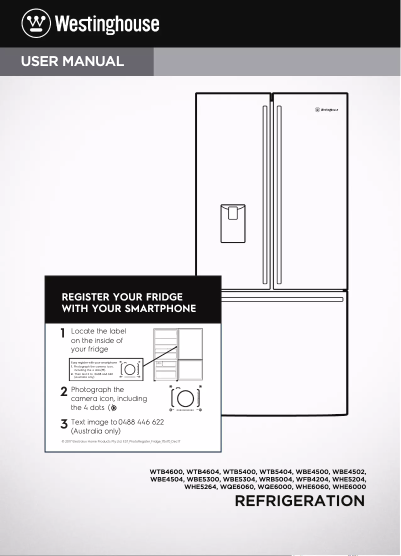 Page 1 de la notice Manuel utilisateur Westinghouse WRB5004SB