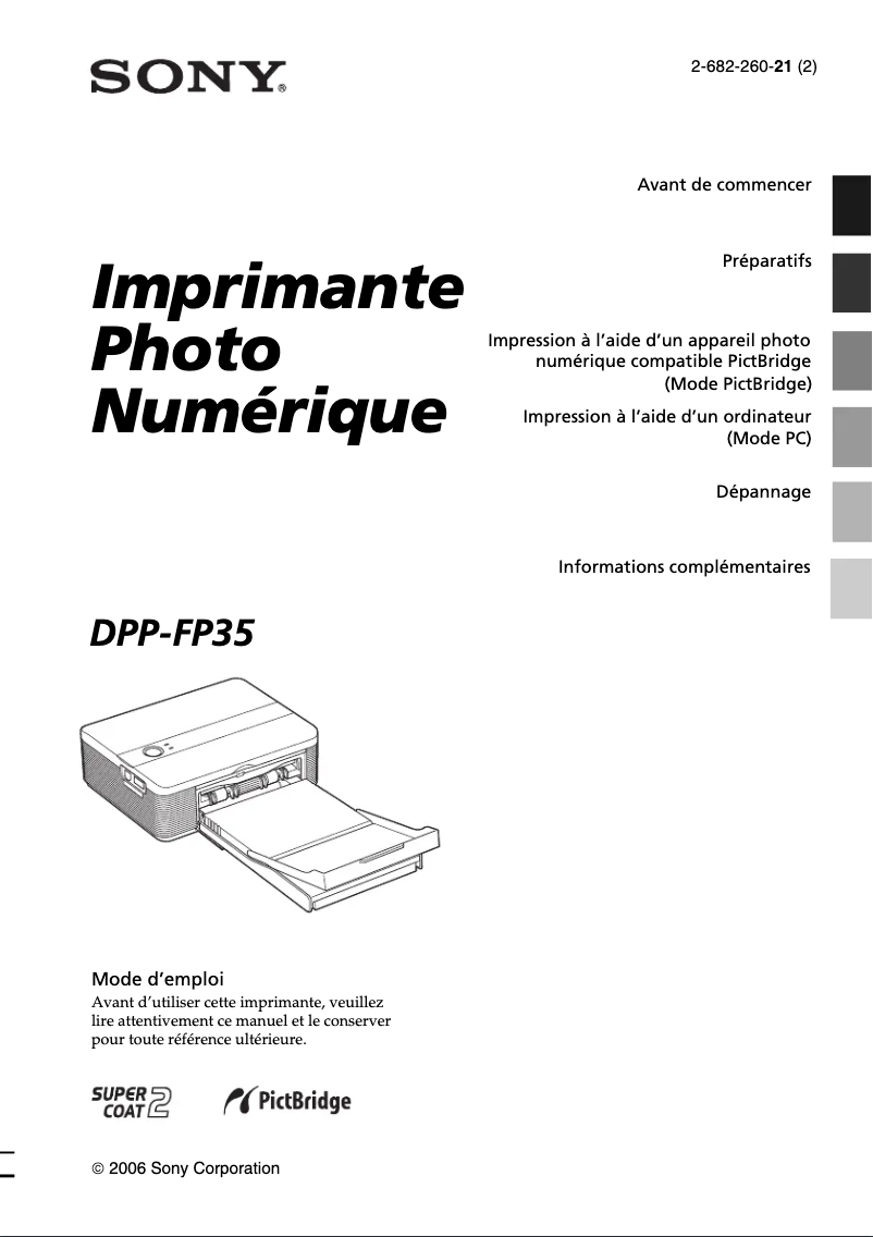 Page n°1 - Manuel utilisateur Sony DPP-FP35