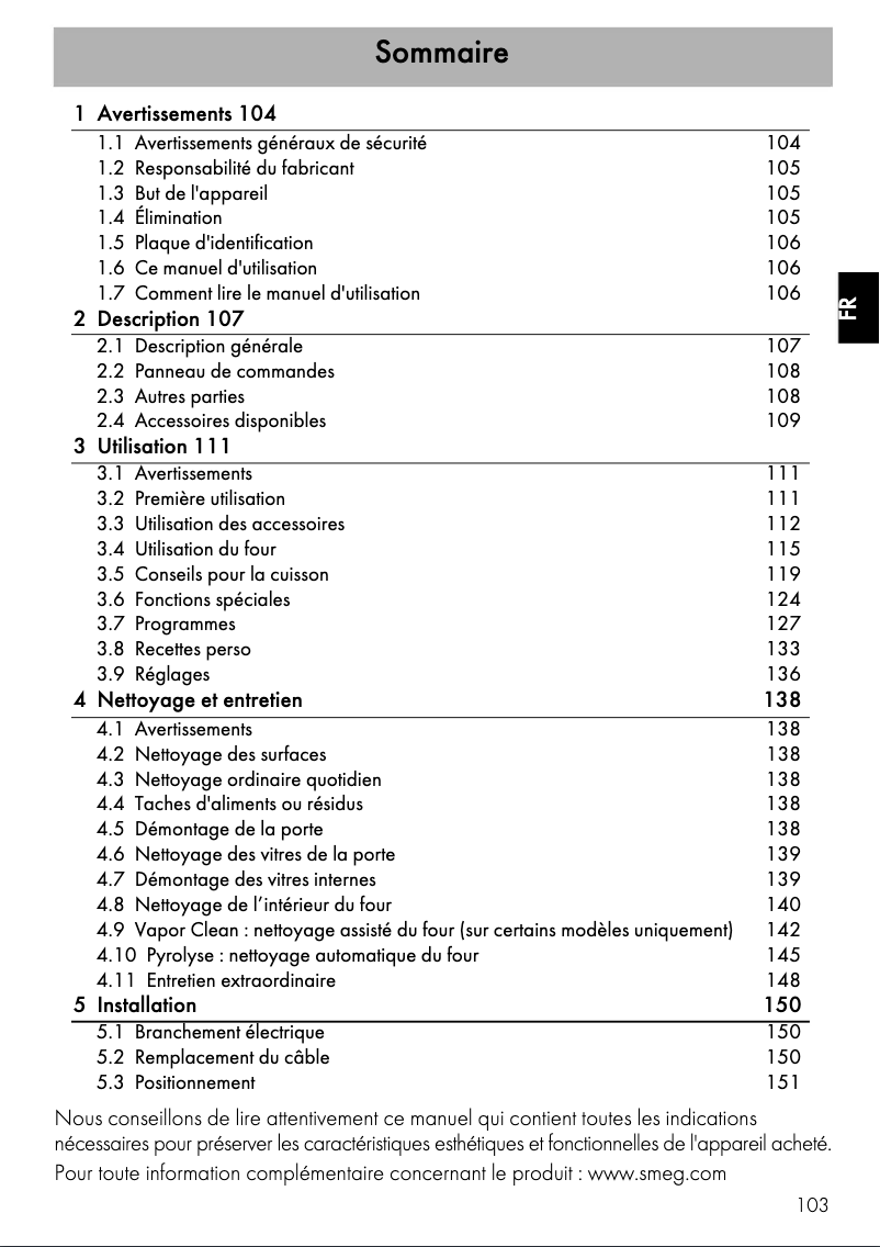 Página 1 del manual Manual de usuario Smeg SFP130N
