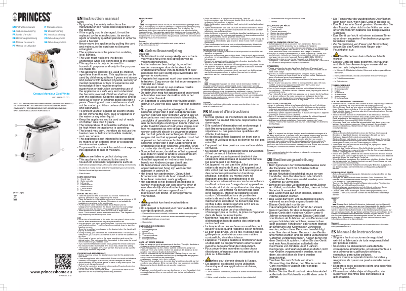 Page 1 de la notice Manuel utilisateur Princess Croque Monsieur 142329