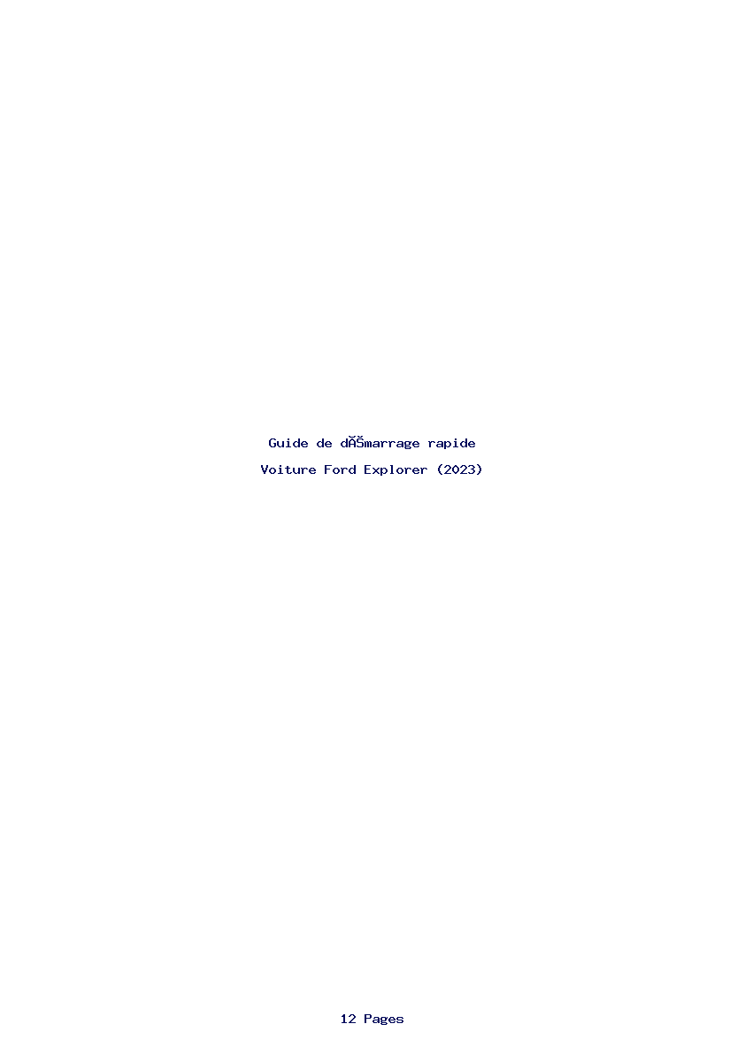 Page 1 de la notice Guide de démarrage rapide Ford Explorer (2023)