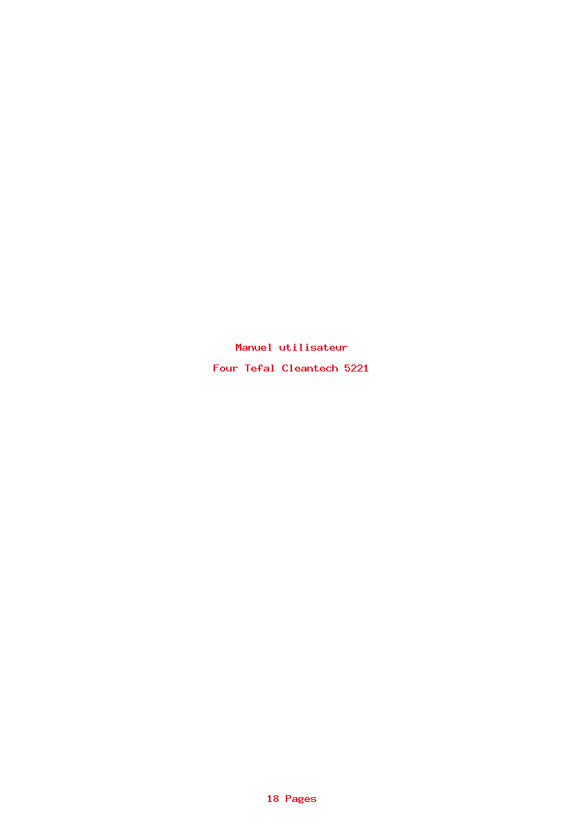 Page 1 de la notice Manuel utilisateur Tefal Cleantech 5221
