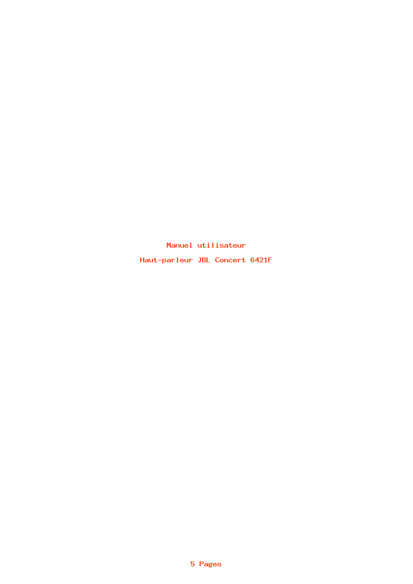 Page 1 de la notice Manuel utilisateur JBL Concert 6421F