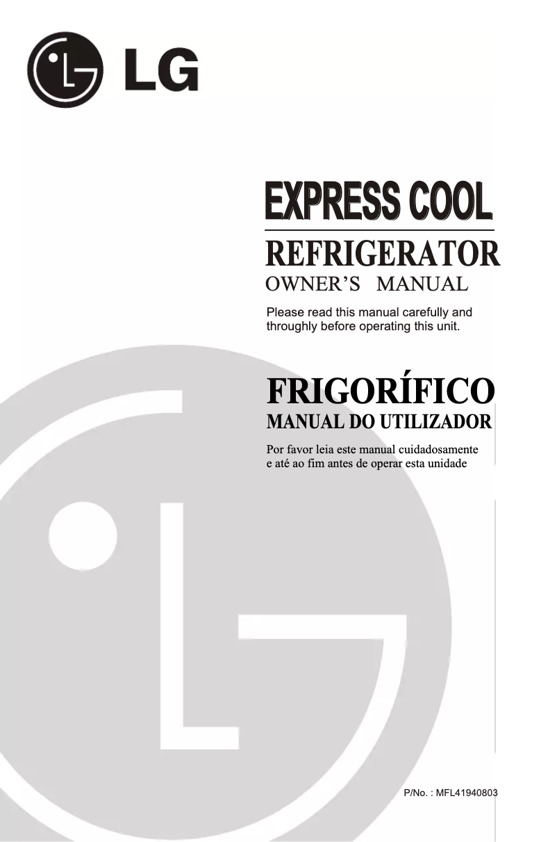 Page 1 de la notice Manuel utilisateur LG GR-249DM