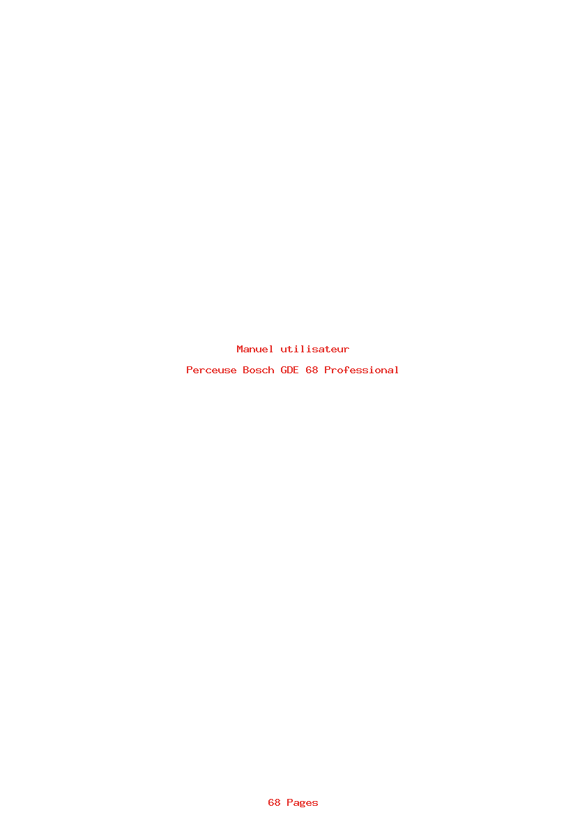 Page 1 de la notice Manuel utilisateur Bosch GDE 68 Professional