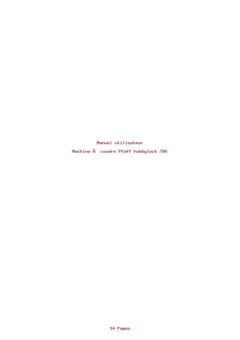 Page 1 de la notice Manuel utilisateur Pfaff hobbylock 786