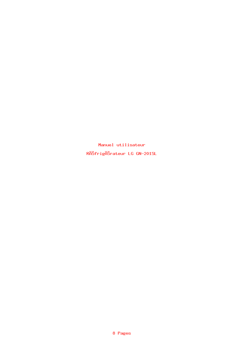 Page 1 de la notice Manuel utilisateur LG GN-201SL