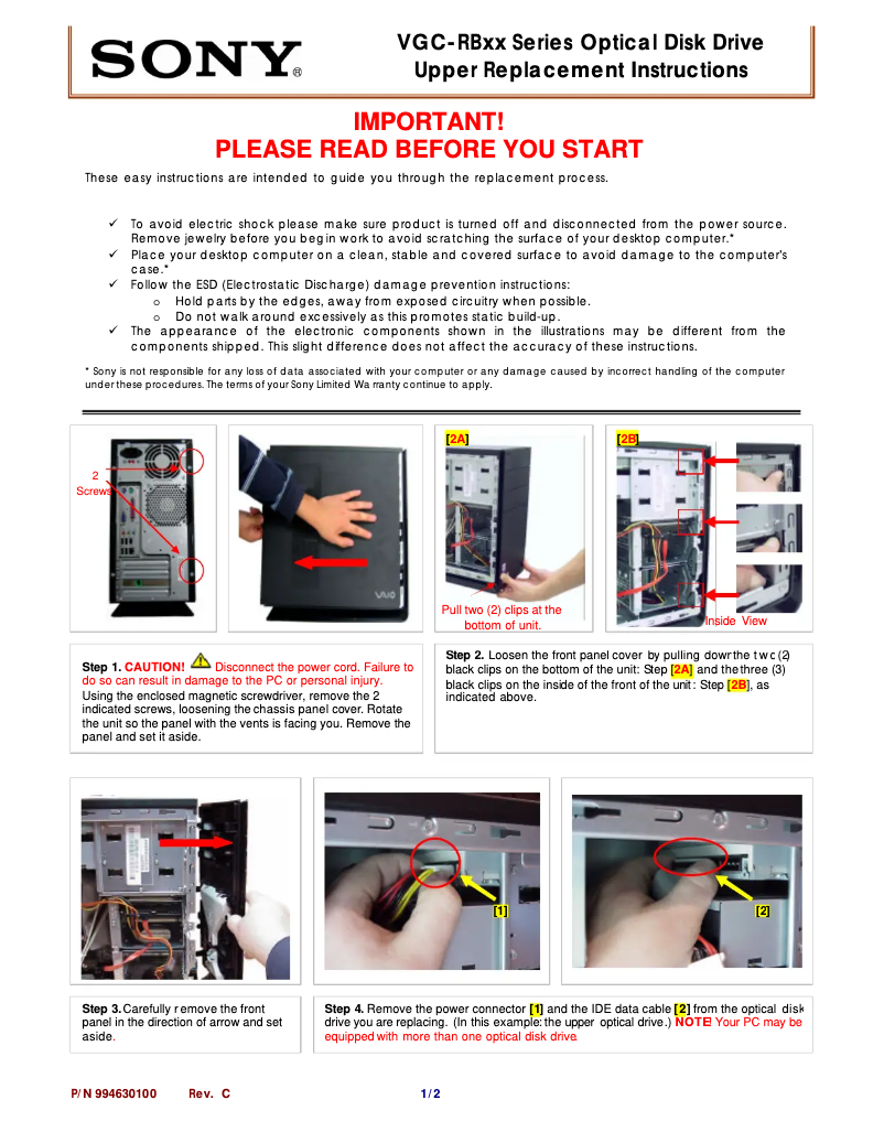 Page n°1 - Manuel utilisateur Sony Vaio VGC-RB40M