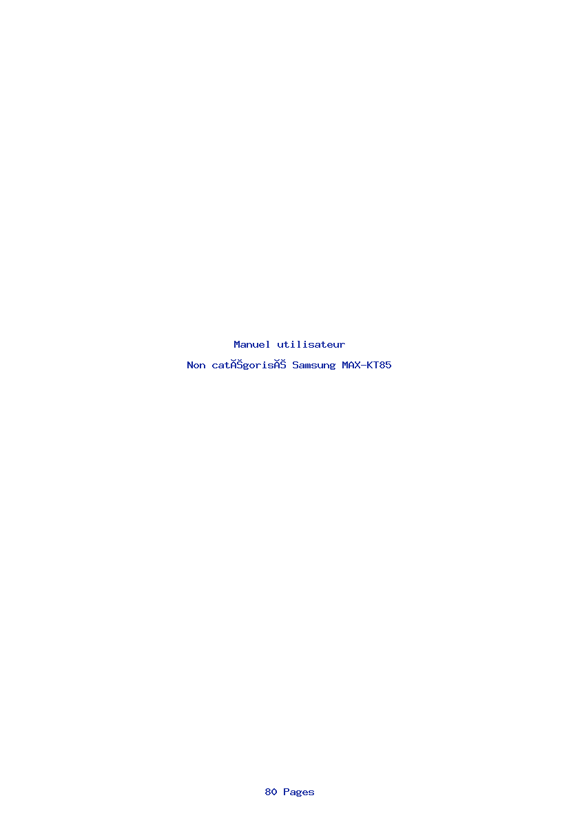 Page 1 de la notice Manuel utilisateur Samsung MAX-KT85