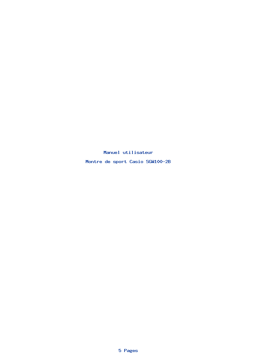 Page 1 de la notice Manuel utilisateur Casio SGW100-2B