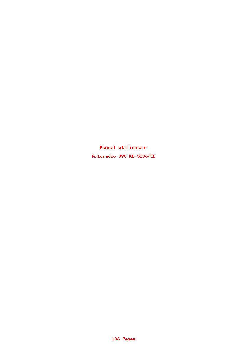 Page 1 de la notice Manuel utilisateur JVC KD-SC607EE