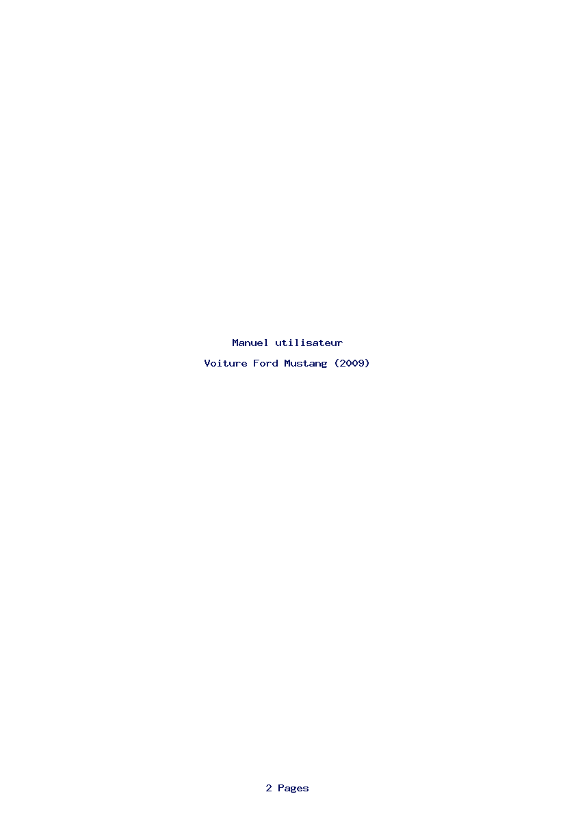 Page 1 de la notice Manuel utilisateur Ford Mustang (2009)