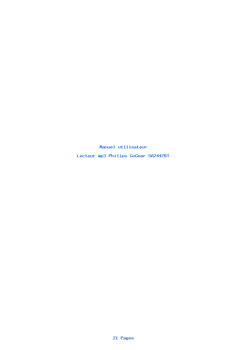 Page 1 de la notice Manuel utilisateur Philips GoGear SA2447BT