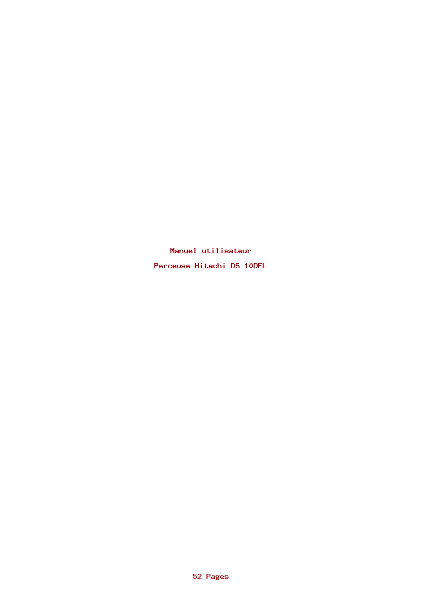 Page 1 de la notice Manuel utilisateur Hitachi DS 10DFL