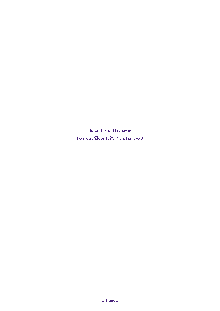 Page 1 de la notice Manuel utilisateur Yamaha L-7S