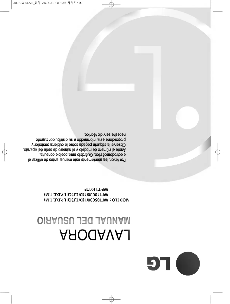 Page 1 de la notice Manuel utilisateur LG WFT10C30EP