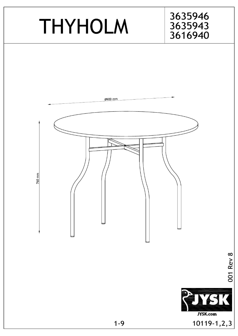 Page 1 de la notice Manuel utilisateur JYSK Thyholm (90x76)