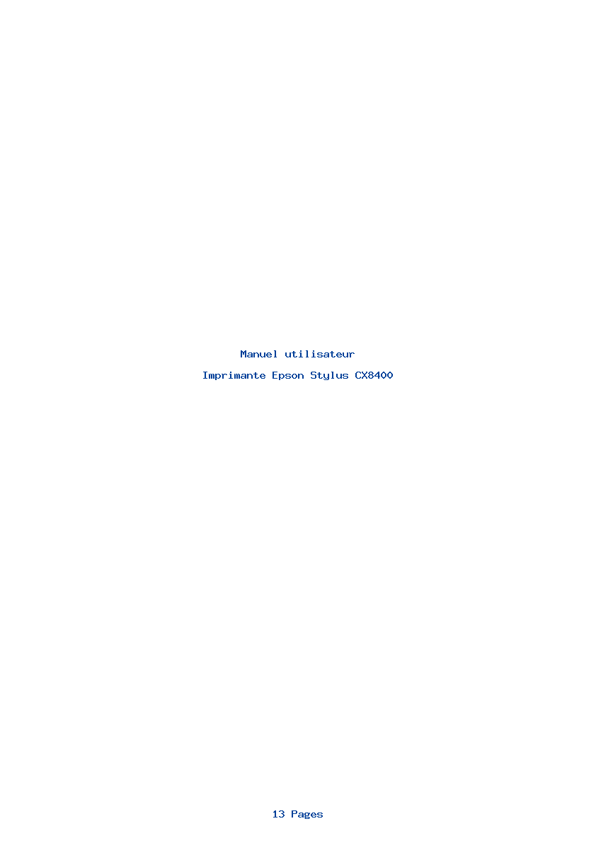 Page 1 de la notice Manuel utilisateur Epson Stylus CX8400