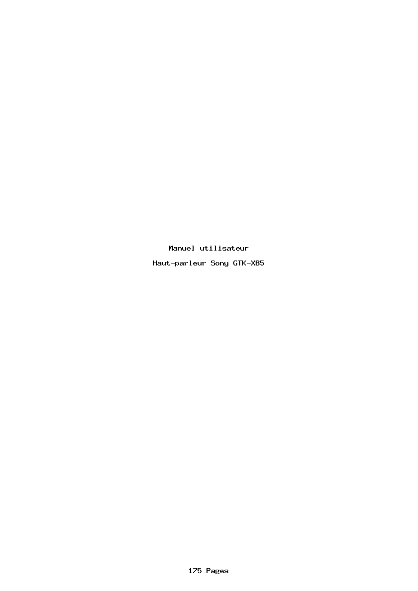 Page 1 de la notice Manuel utilisateur Sony GTK-XB5