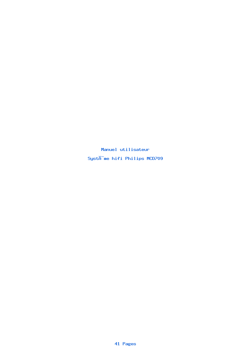 Page 1 de la notice Manuel utilisateur Philips MCD709