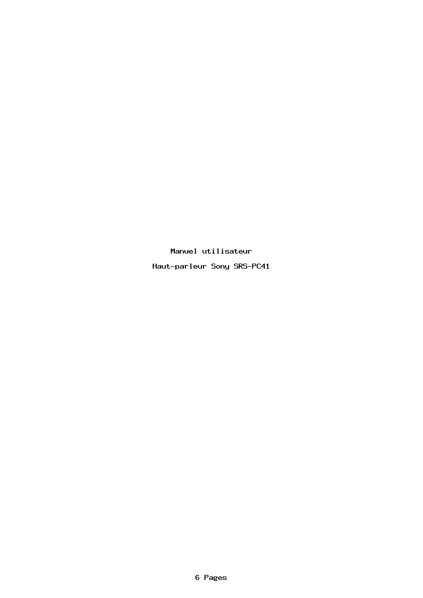 Page 1 de la notice Manuel utilisateur Sony SRS-PC41