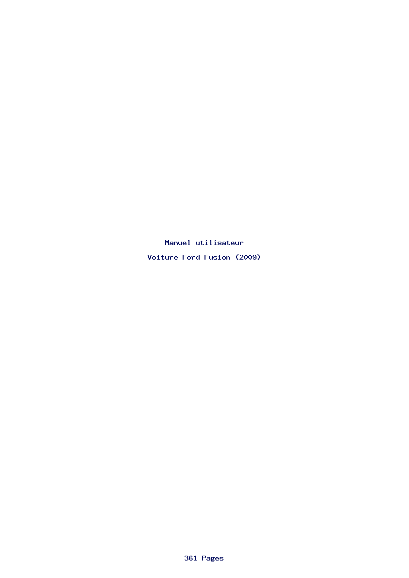Page 1 de la notice Manuel utilisateur Ford Fusion (2009)