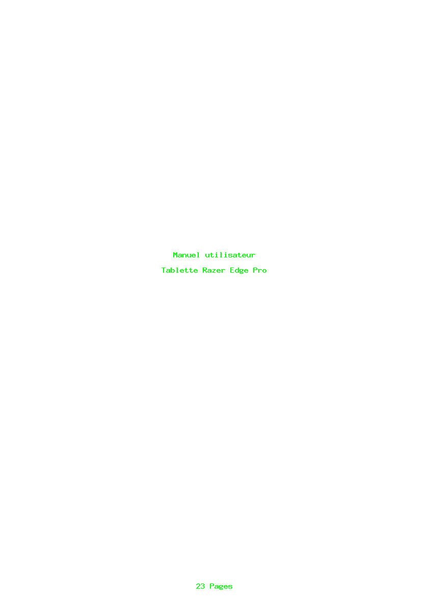 Page 1 de la notice Manuel utilisateur Razer Edge Pro