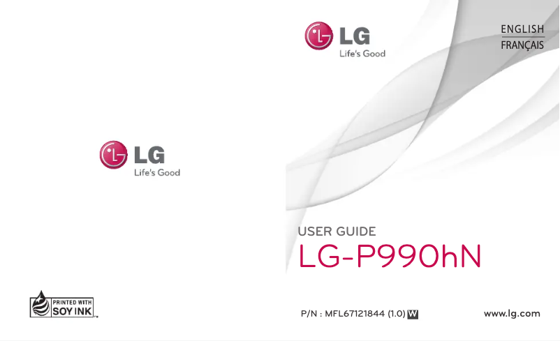 Page 1 de la notice Manuel utilisateur LG P990HN