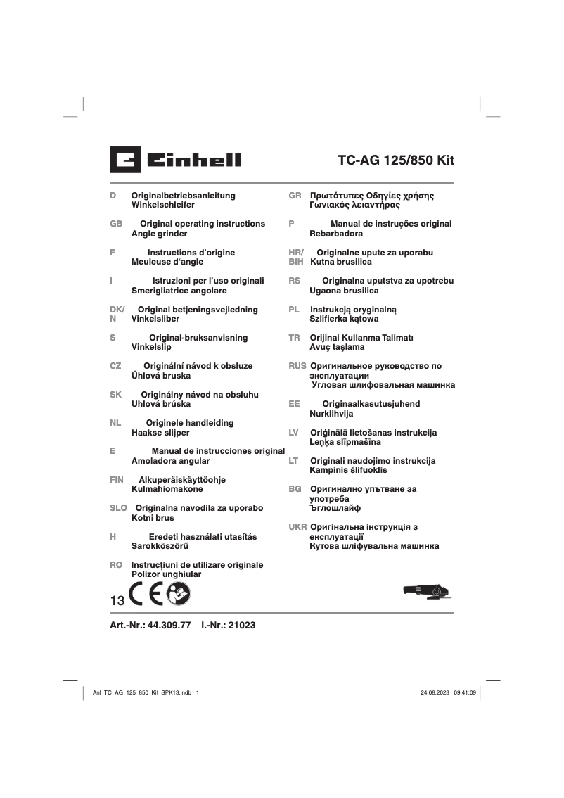 Página 1 del manual Manual de usuario Einhell TC-AG 125/850