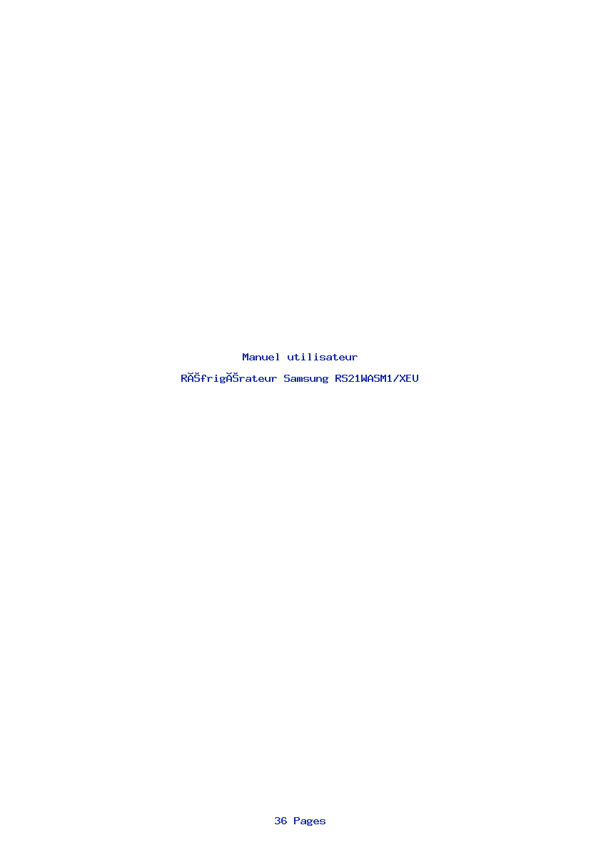 Page 1 de la notice Manuel utilisateur Samsung RS21WASM1/XEU
