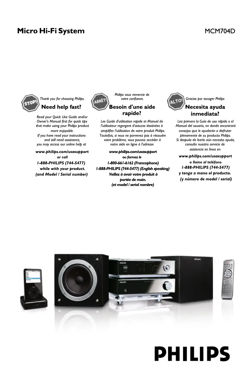 Page 1 de la notice Manuel utilisateur Philips MCM704D
