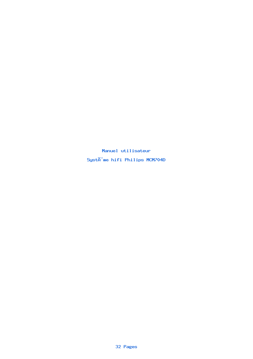 Page 1 de la notice Manuel utilisateur Philips MCM704D