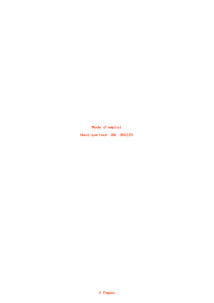 Page 1 de la notice Mode d'emploi JBL JRX225