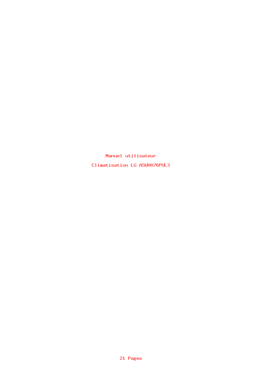 Page 1 de la notice Manuel utilisateur LG ASUH076PUL3