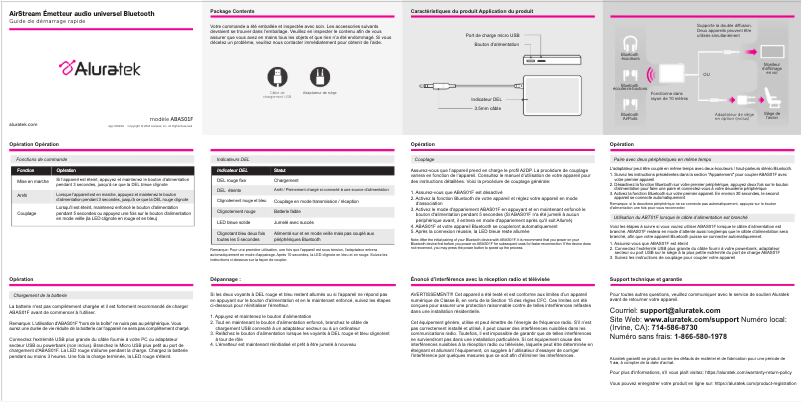 Page 1 de la notice Manuel utilisateur Aluratek ABAS01F