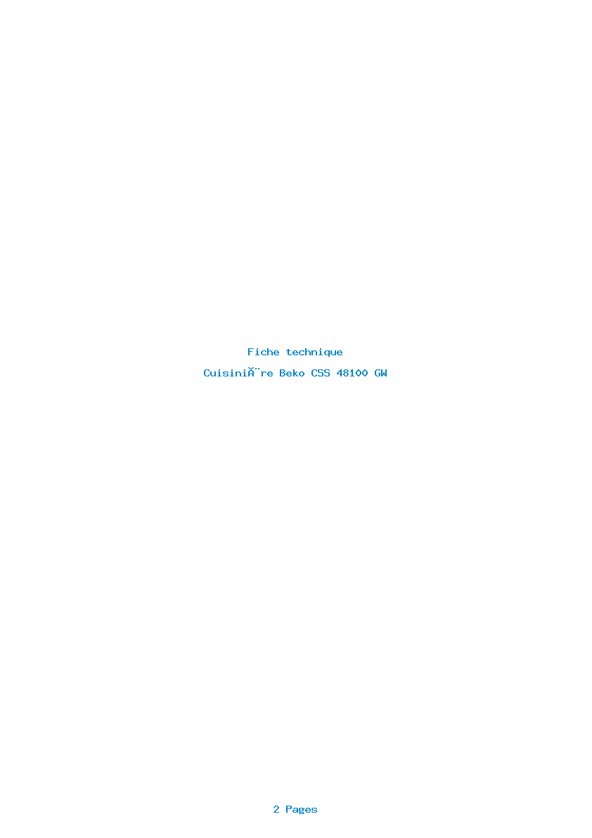 Page 1 de la notice Fiche technique Beko CSS 48100 GW
