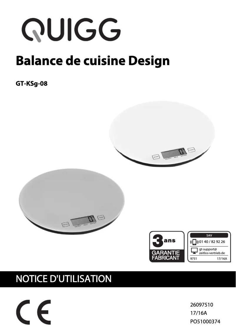 Page 1 of the manual User Manual Quigg GT-KSg-08