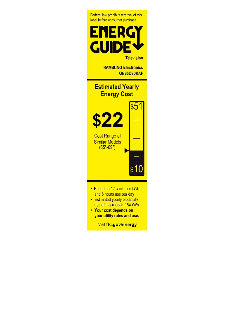 Page 1 de la notice Label énergétique Samsung QN55Q80RAFXZA