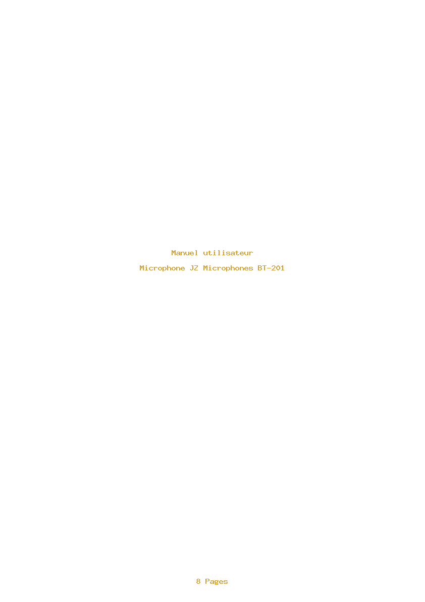 Page 1 de la notice Manuel utilisateur JZ Microphones BT-201