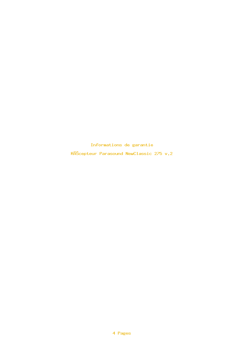 Page 1 de la notice Informations de garantie Parasound NewClassic 275 v.2