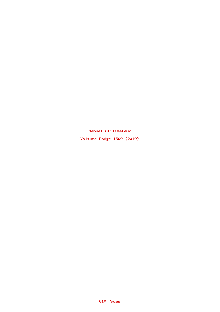 Page 1 de la notice Manuel utilisateur Dodge 1500 (2010)