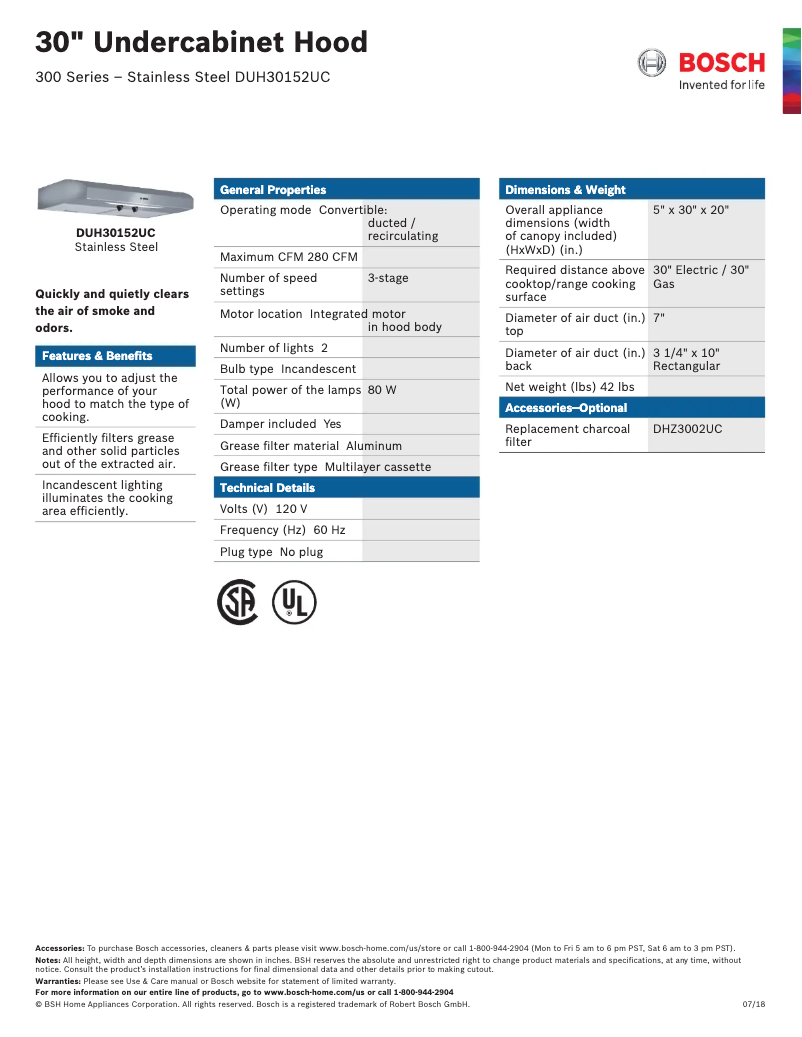 Page 1 de la notice Manuel utilisateur Bosch DUH30152SS