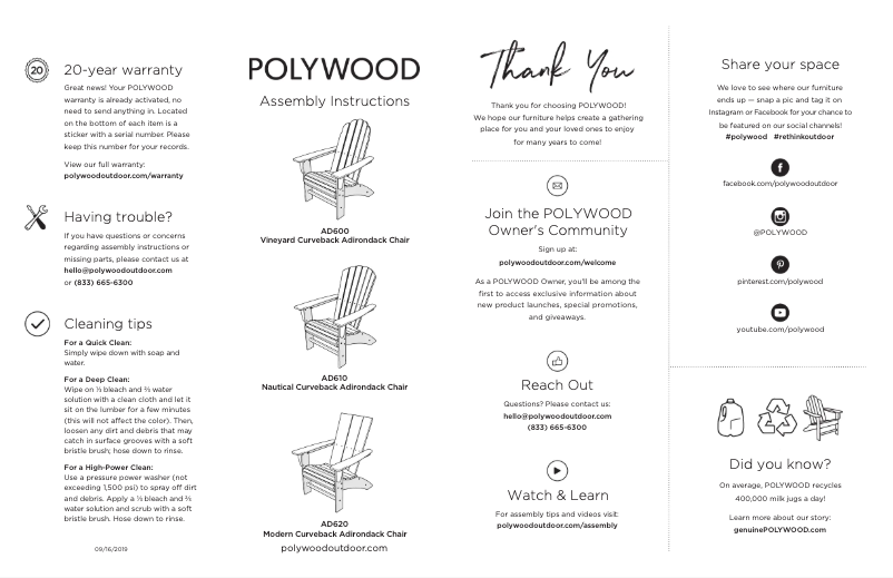 Page 1 de la notice Manuel utilisateur POLYWOOD AD420