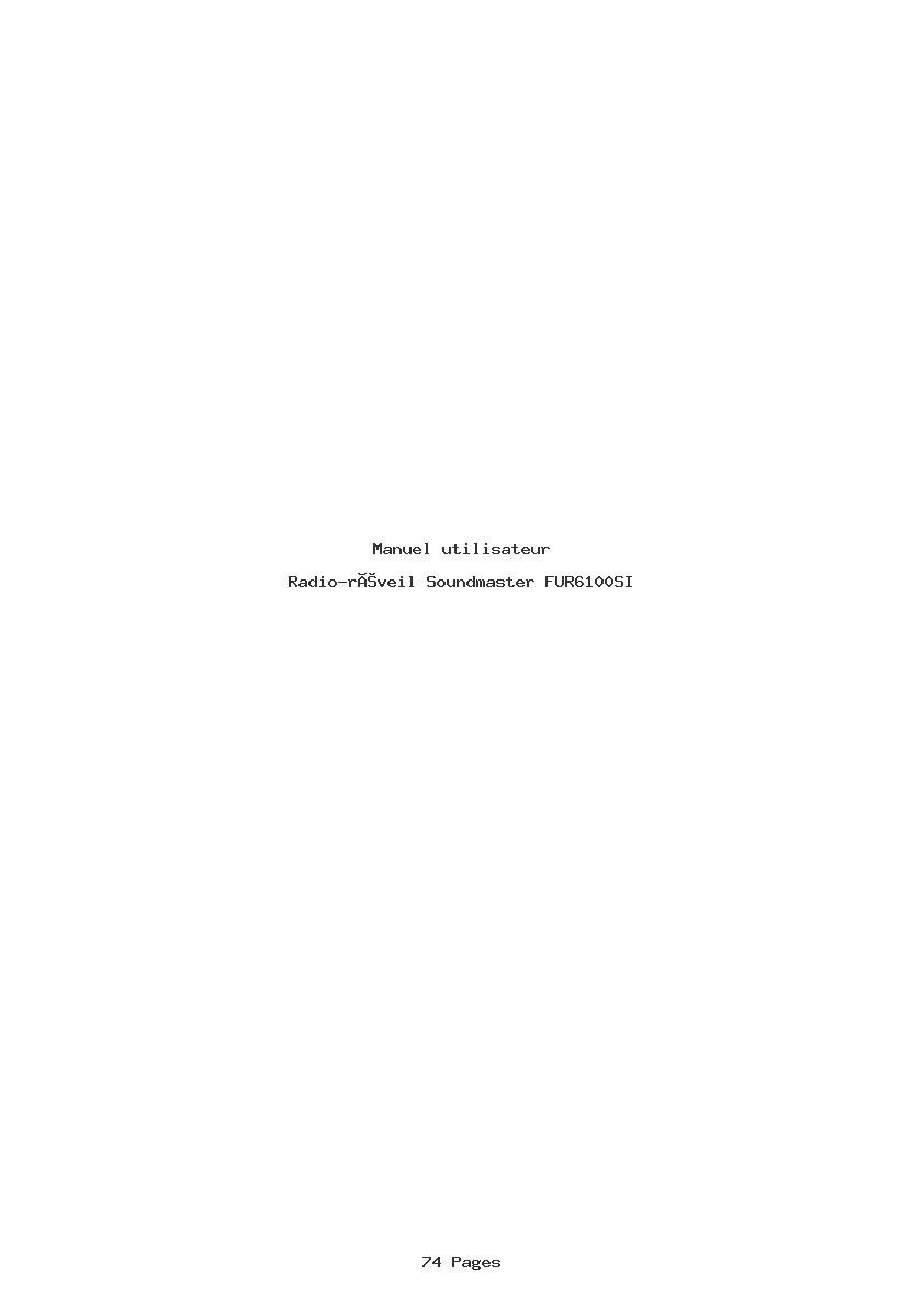 Page 1 de la notice Manuel utilisateur Soundmaster FUR6100SI